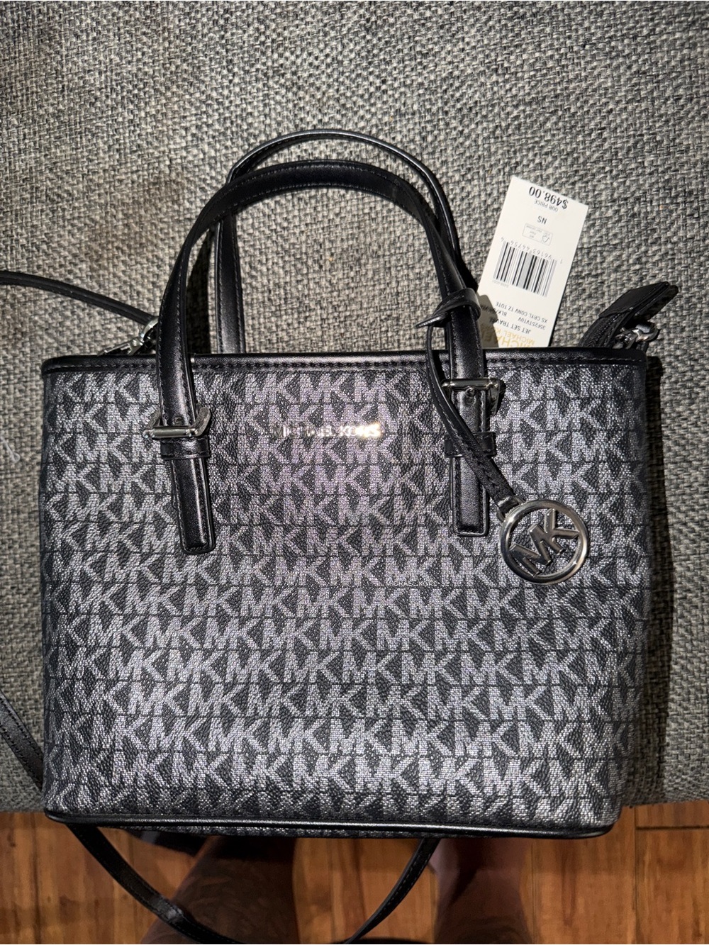 Michael Kors Black and Gray MK Signature Satchel